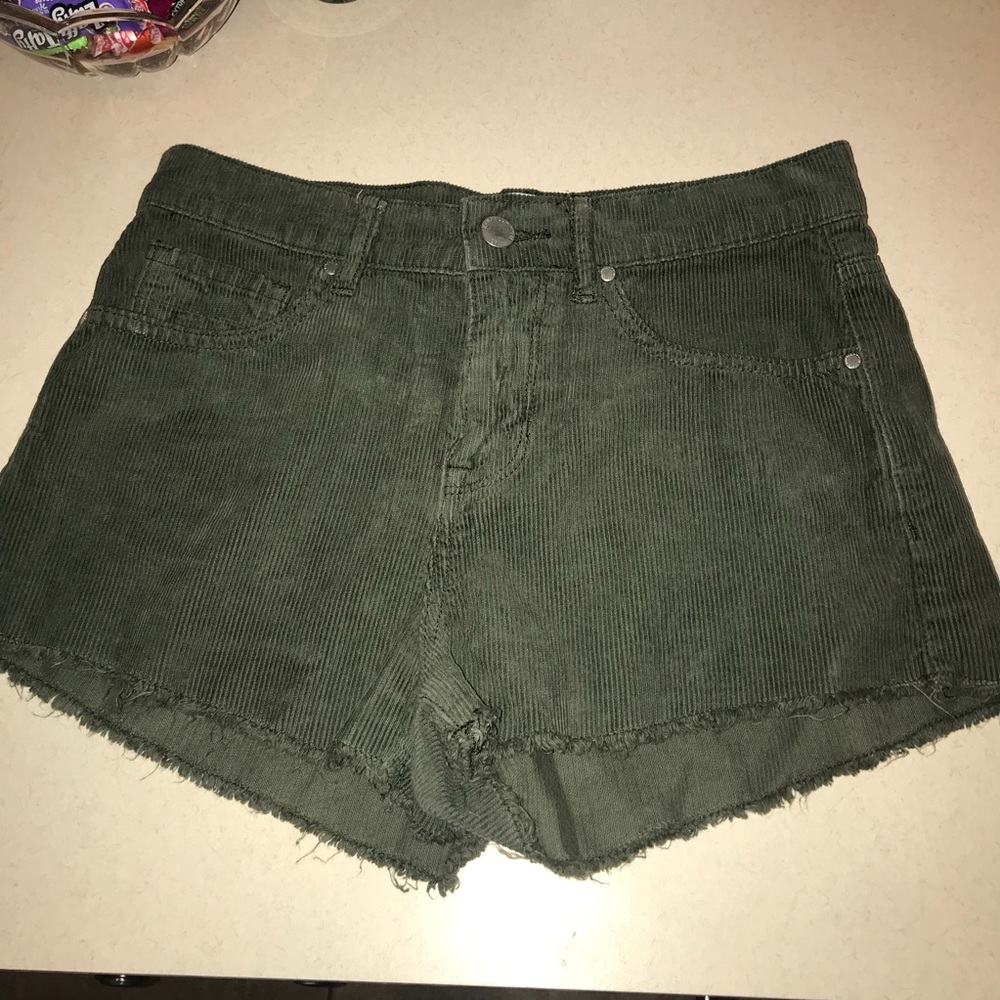 Dark green corduroy shorts